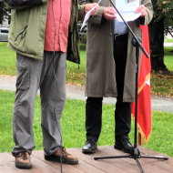Gustl Balin - člen předsednictva Komunistické strany Bavorska ze SRN, Josef Skála - tlumočník