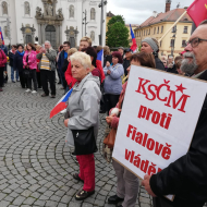 Pohled na demonstranty v Klatovech