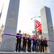 Obnovený památník "Díky, Ameriko" v centru města Plzně z 3.5.2018